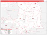 St. LandryParish (County), LA Wall Map Zip Code Red Line Style 2023